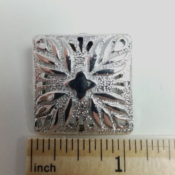 Vintage Square Scarf Clip, Silver Tone Cross Shape Design, Retro Estate - Picture 5 of 7